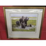 SPENCER HODGE (BRITISH 1943), 'Guardian of The Plains', L/E print of Elephants, 860/1950, signed