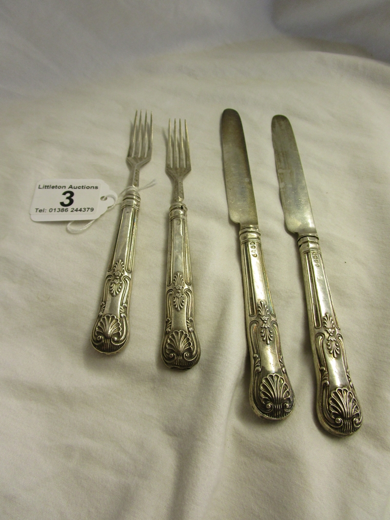 2 pairs of silver knives and forks by Francis Higgins 1830