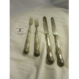 2 pairs of silver knives and forks by Francis Higgins 1830