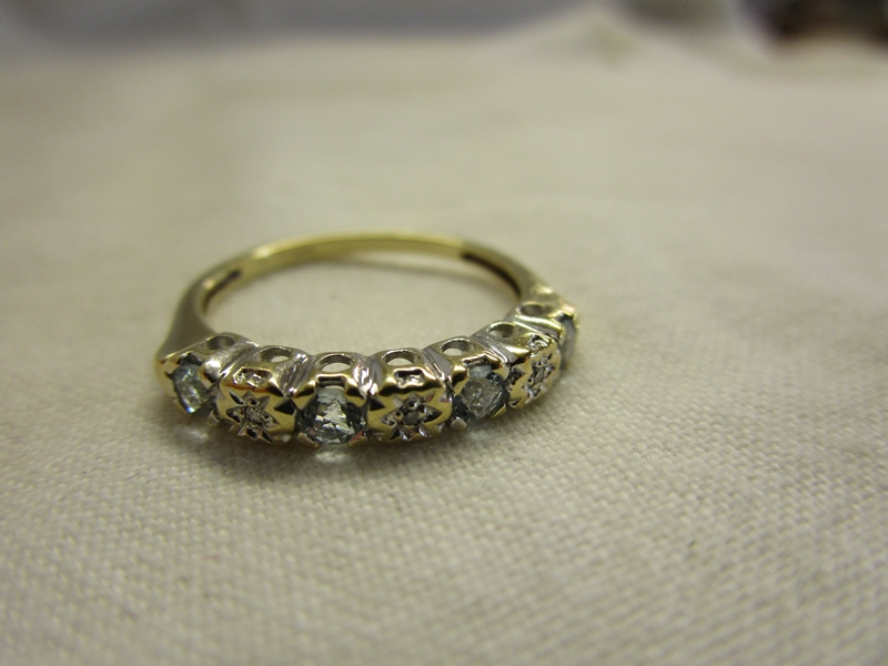 Gold aquamarine & diamond set ring