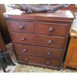 Mahogany chest of 2 over 3 drawers - H: 108cm W: 101cm D: 47cm