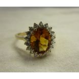 Gold citrine cluster ring