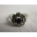 18ct white gold sapphire & diamond cluster ring