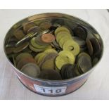 Tin of coins etc