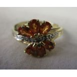 Gold diamond & stone set dress ring