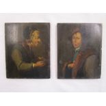 Pair of early Dutch oil portraits on panels (11.5cm x 14cm)