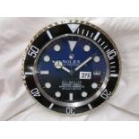 Reproduction Rolex clock - GMT 2 Black Sea Dweller with sweeping second hand