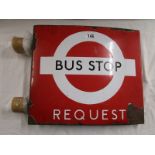 Vintage enamel double sided bus stop sign - 40cm x 46cm