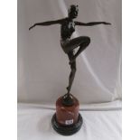 Bronze Art Deco lady figure on marble base - H: 56cm
