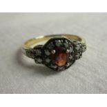 15ct gold garnet & diamond ring