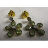 Pair of peridot & diamond earrings