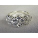 Silver triple crystal ring