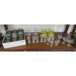 Glass to include set of Babycham & set of six hunting themed glasses