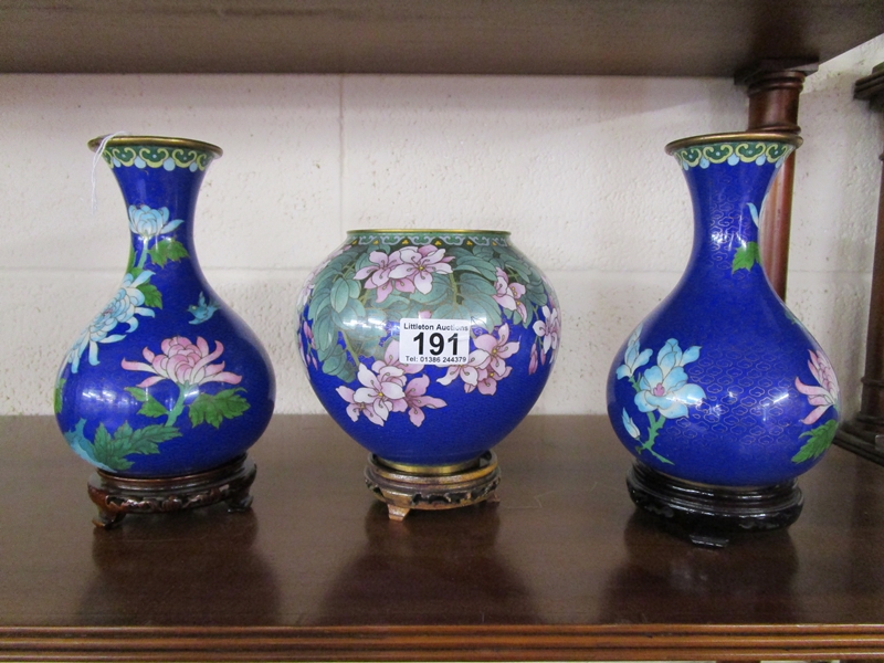 3 pieces of matching cloisonné