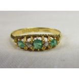 Antique 18ct gold emerald and diamond ring