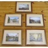 Set of 5 signed landscape prints by Maurice Bishop