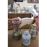 2 hurrican lamps & lantern