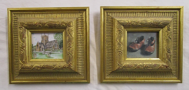 Pair of miniature prints in ornate gilt frames