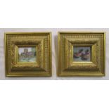 Pair of miniature prints in ornate gilt frames