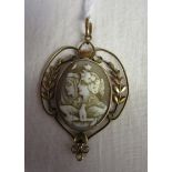 Antique gold mounted cameo pendant