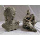 Early bust and figurine - H: 24cm & 21cm