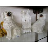 Pair of Staffordshire dogs and Staffordshire flat back
