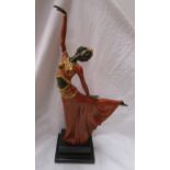 Bronze - Art Deco Lady (painted) - H: 44cm