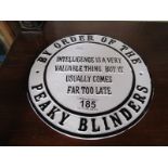 Novelty cast iron Peaky Blinders sign