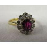 18ct ruby & diamond cluster ring