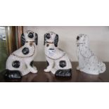 Pair of 19C Staffordshire dogs and another