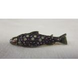 Amethyst & diamond salmon brooch