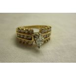 Unusual 14ct gold diamond set ring