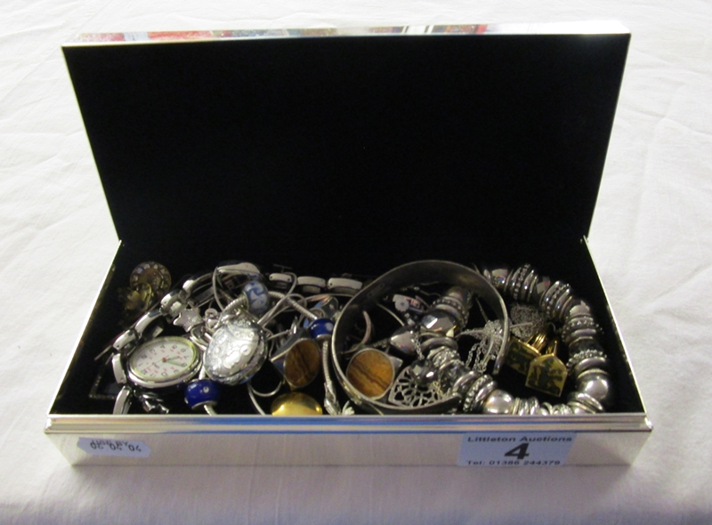 Box of costume jewellery to include silver