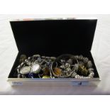 Box of costume jewellery to include silver