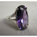 Silver mounted amethyst ring