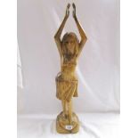 Carved lady figure - H: 65cm
