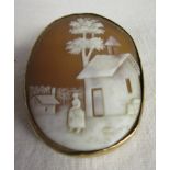 Antique gold mounted cameo brooch