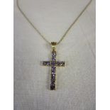 9ct gold amethyst cross on chain