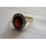 18ct gold garnet & diamond cluster ring