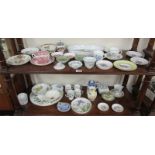 2 shelves of china to include Royal Worcester Evesham pattern, Wedgwood Jasperware etc