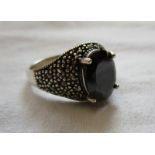 Silver & marcasite stone set ring