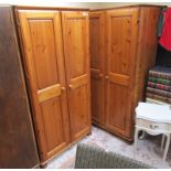 Pair of pine wardrobes - H: 183cm W: 96cm D: 58cm