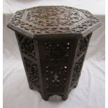 Small carved folding Indian table - H: 36cm