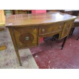 Mahogany inlaid bow fronted sideboard - H: 89cm W: 122cm D: 59cm