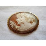 Gold mounted cameo brooch