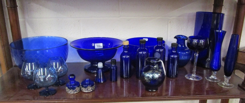 Collection of blue glass to include Caithness