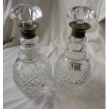 Pair of silver topped decanters