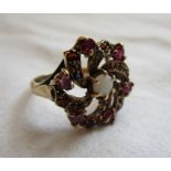 Gold, ruby, opal & sapphire set ring