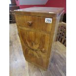 Walnut bedside cabinet - H: 59.5cm W: 34cm D: 33cm