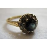 18ct gold sapphire & diamond cluster ring